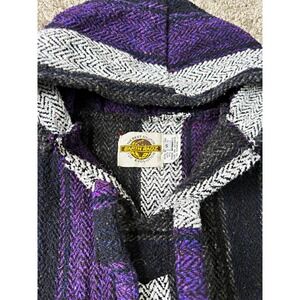 Vintage Earth Ragz Baja Hoodie Small Purple Black Gray Drug Rug Made in Mexico